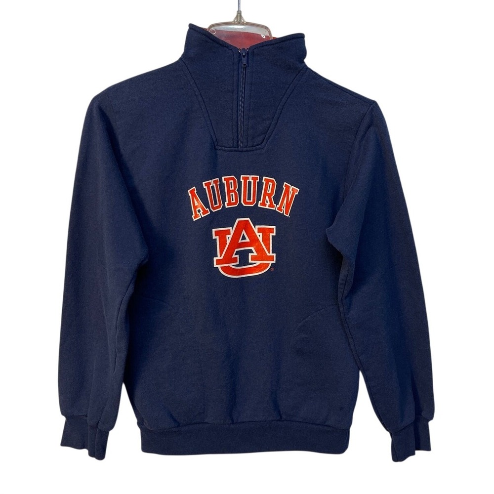 Third Street Auburn Tigers Youth Quarter Zip Navy Blue‎ Sweatshirt Size YL 14/16